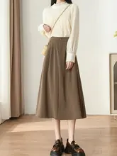 ブラックハイウエストAラインスカート【夏用・大きいサイズ・美シルエット・中長丈】（セットアップ対応）