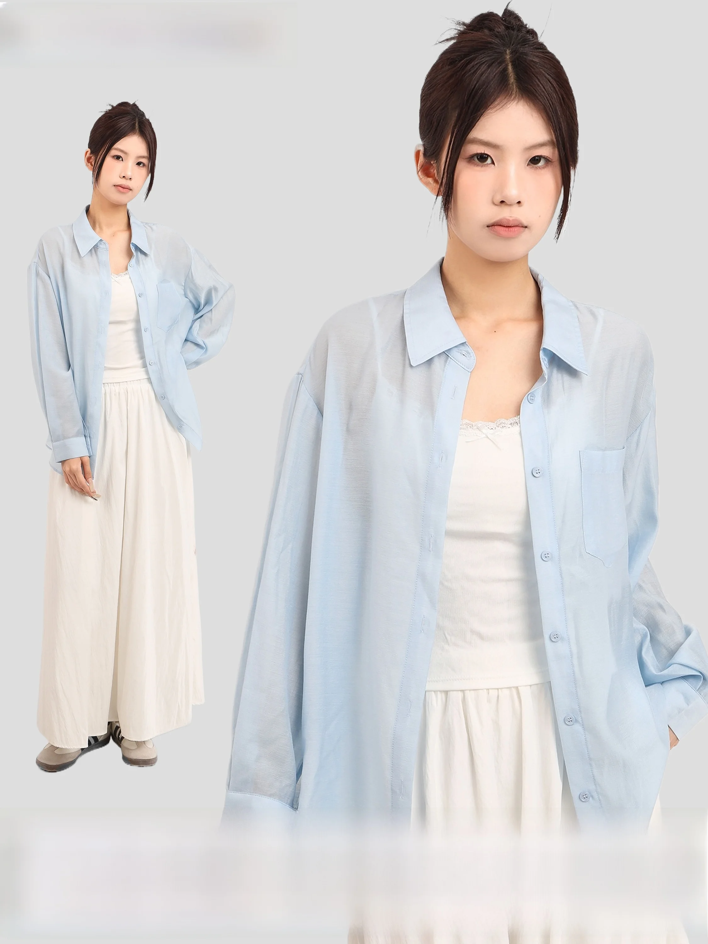 涼しい ブラウス としての夏用 薄手の冷感シャツ【ブルー・防晒・シフォン素材・フランス風】の実用性と選定基準