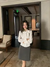 レースデザインのバンドカラー長袖シャツ【春用・女性・フランス風】