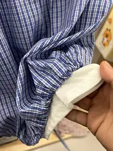 花柄Vネックチェックシャツ【ブルー・デザイン性・インナーキャミソール付き】（セットアップ対応）