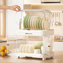 キッチン用水切り皿収納ラック【蓋付き・食器整理・家庭用】