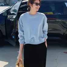 秋冬用 薄手長袖カジュアルプルオーバー【ラウンドネック・ゆったりシルエット・女性用】