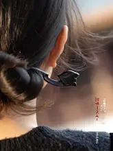 高級感ある黒檀製ヘアピン【古風・狐デザイン・ビジネスシーン対応】