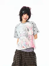 アメリカンレトロカートゥーンスタイル 星柄ラグラン袖Tシャツ【夏用・ゆったり・短め】