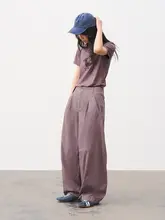 フィットのヴィンテージ風レディースクロップドパンツ【ウォッシュ加工・夏用】