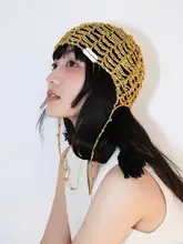 ニット帽 レディース パールモチーフ ラメ入り 透かし編み 上品 ハンドメイド リゾート インスタ映え