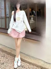 白色フラワーデザインのハイウエストAラインスカートパンツ【透け防止・夏用・体型カバー】