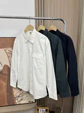 レトロなデザインの秋用コットンシャツ【プレーン・軽作業用・翻訳襟】