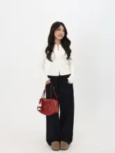 低めウエストストレートコットンワークパンツ【フィット・シンプルデザイン・通年用】