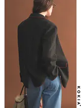 100%ウール ダブルフェイス 毛糸トリミングのクラシックシルエットウールジャケット