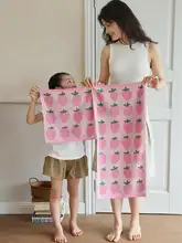 かわいいストロベリーデザインの全棉タオル【ミニサイズ・北欧風・柔らかい】