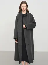 コート レディース スタンドカラー ストレートシルエット シンプル ヤクウール ダブルフェイスカシミヤ 冬 アウター