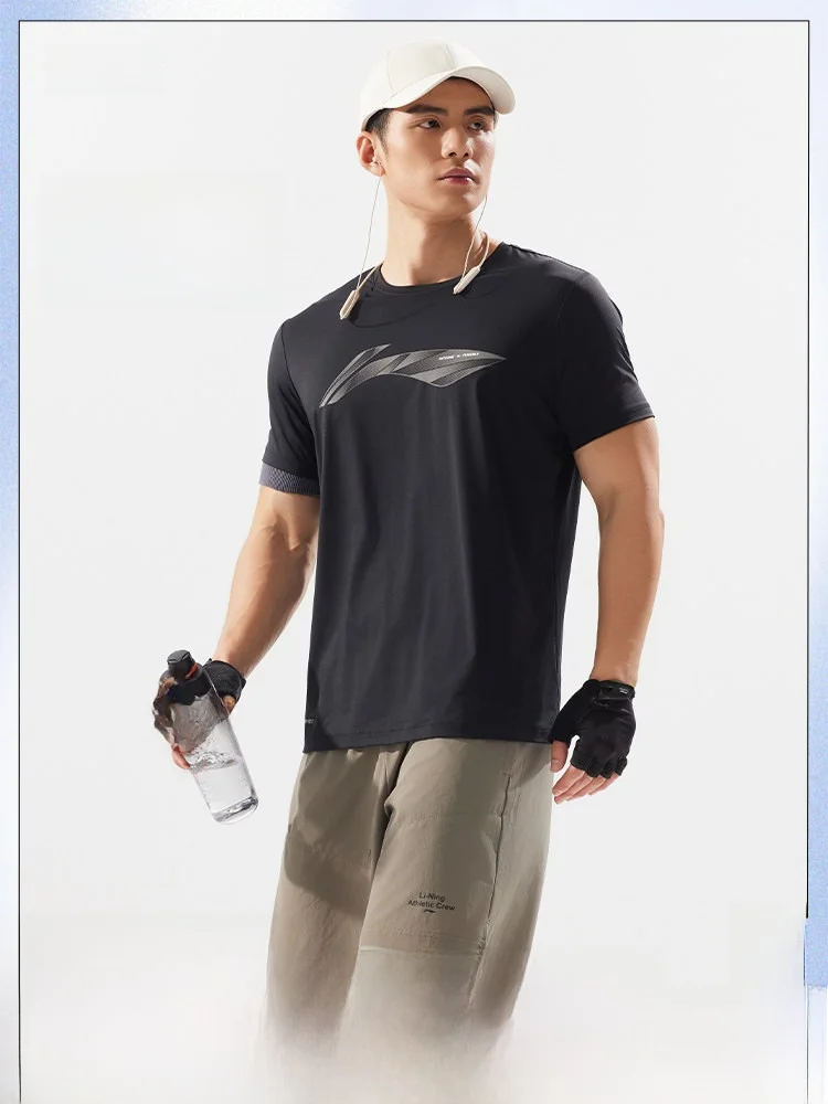 LINING 男性用アイスシルクTシャツ【夏用・速乾・ショートスリーブ・ランニング用・防晒機能】