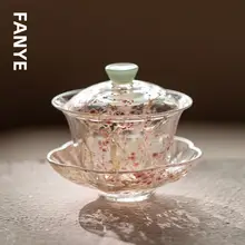 高級感あふれるガラス茶器【フラワーデザイン・女性向け・3点セット】（セットアップ対応）