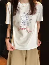夏のカジュアル通勤用 プリントTシャツ【コットン・フィット・ラウンドネック・短袖】
