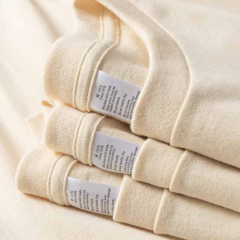 極上の柔らかさのコットン製 夏用ラウンドネック半袖Tシャツ【ベージュ・ルーズフィット・ユニセックス・レトロスタイル】 メンズ コーデの夏用アイテム