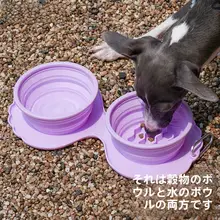 シリコン折りたたみペットボウル 犬用ボウル 猫用ボウル 二重ボウル 転倒防止 椎間板保護