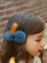子供用ヘアアクセサリー【サイドバング用・水貂毛・リボン型・後頭部クリップ】