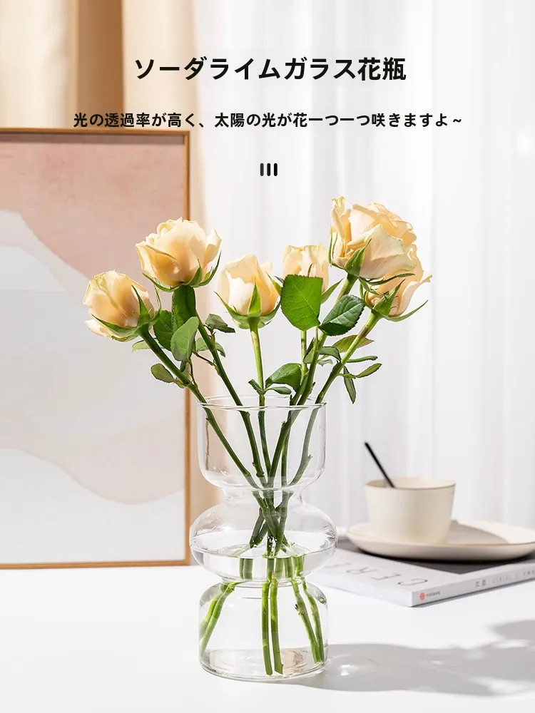 ガラス製フラワーベース水耕栽培用：透明花器の実用性と設置シーン