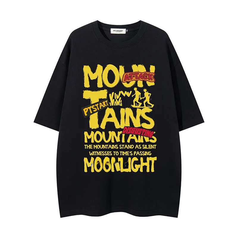 カジュアルデザインのラウンドネック半袖Tシャツ：ストリートスタイルメンズの基本コーデ