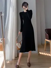 秋冬用 コートイン ニットワンピース【ラウンドネック・膝丈・ウエストシェイプ】