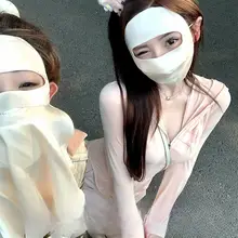 DoggyQin UVカットフェイスマスク【100%桑蚕絲・通気性・ネックガード付き】