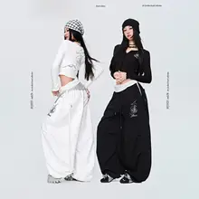 ダンス用ローズ模様ジャズスタイル長袖トップスとハイウェストパンツ（セットアップ対応）