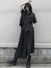 山本風の不規則デザイン ブラックロングスカート【気品溢れる・スタイルアップ効果】