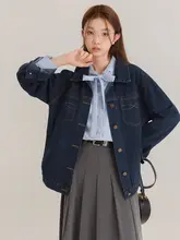 おしゃれなデニムジャケット【秋用・レトロデザイン・アカデミックスタイル】