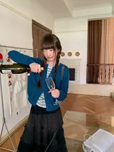 シンプルなストライプニットカーディガン【春用・スタイル・カジュアルトップス】（セットアップ対応）