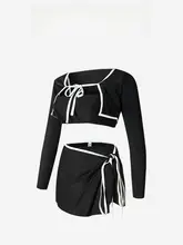 APOTCARE レディース長袖ビキニ4点セット【可愛いデザイン・日焼け防止・スカートスタイル】