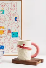 Tlife 大容量陶製マグカップ【カワイイデザイン・カフェスタイル・ペア用】