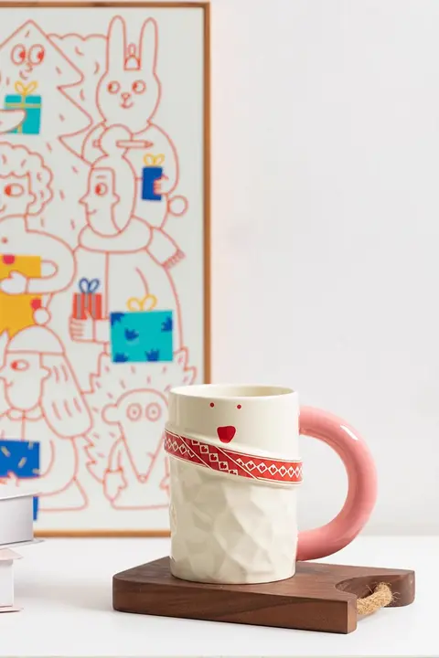 Tlife 大容量陶製マグカップ【カワイイデザイン・カフェスタイル・ペア用】