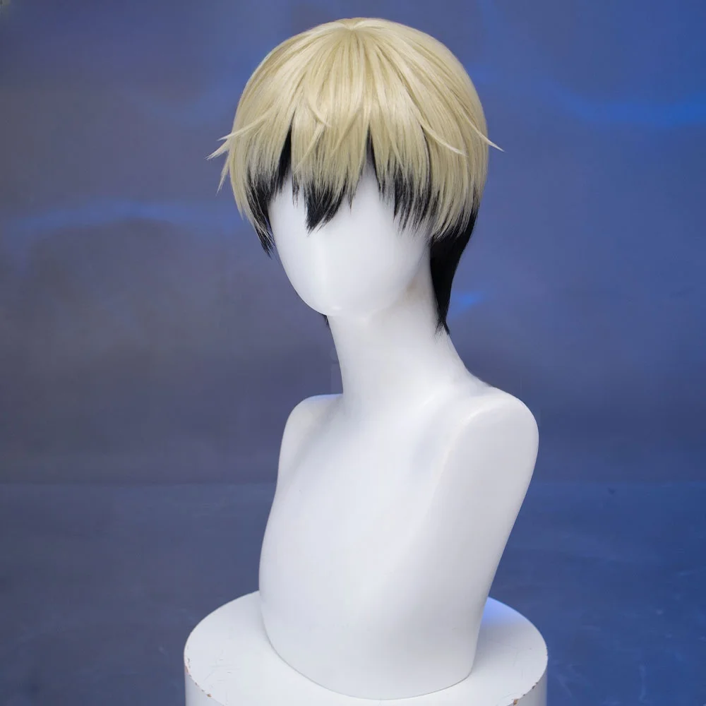 コスプレ用 フェードグラデーションショートウィッグ：おでこ狭い丸顔や前髪短いショートヘアに最適な禪院直也風スタイル