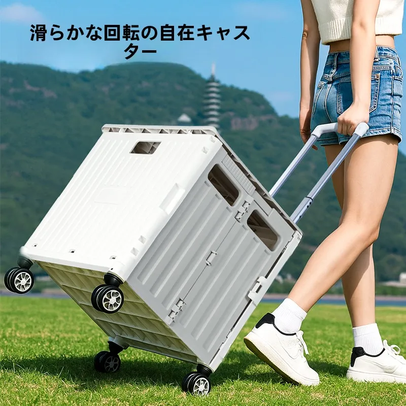 軽量折りたたみショッピングカート：キャンプ用ハンドル付き家庭用の実用性と性能