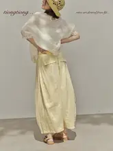 夏用リラクシングパンツ【クリームイエロー・ワイドレッグ・フィット】