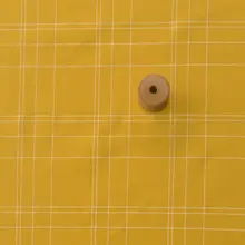 姜色のチェック柄コットンリネン生地【テーブルクロス・ソファカバー・クッションカバー用】