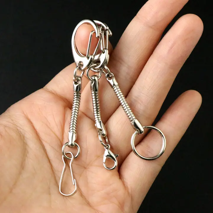 ダブルフックデザインの金属キーリング【便利なアクセサリー・小物取り付け用】