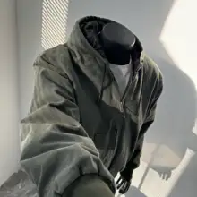 トレンド水洗い加工フード付きジャケット【アメリカンスタイル・厚手・ヴィンテージ風】