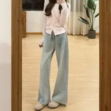 サマーカジュアルなライトデニムフレアパンツ【ワイドフィット・大きいサイズ】（セットアップ対応）