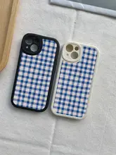 レトロストライプチェックのグリーンスマホケース【iPhone対応・防衝撃・全包型】