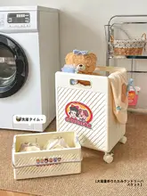 家庭用分区折りたたみ式ランドリーバスケット【おしゃれなデザイン・車輪付き】