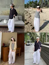 快適な混紡コットン製フィットパンツ【脚口調整可能・女性用・スリムデザイン】