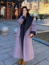 紫の高級感あるウールコート【中長丈・ルーズフィット・ダブルフェイス】
