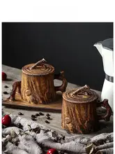 ハンドメイド陶器コーヒーカップ【個性的な取っ手付き・ビンテージデザイン】