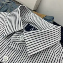 ワイシャツ メンズ 長袖 綿100% 細ストライプ スリムシルエット 上品 ビジネス ブリティッシュ ヴィンテージ