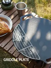 304不锈鋼製 アウトドア用グリルプレート【焼肉・コンパクト・半円形・焦げ付き防止】