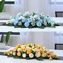 エレガントなデザインの長形会議テーブル【おしゃれな造花装飾・ビジネス用】