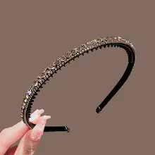 水晶装飾のシンプルなヘアバンド【前髪用・スタイリングアクセサリー】