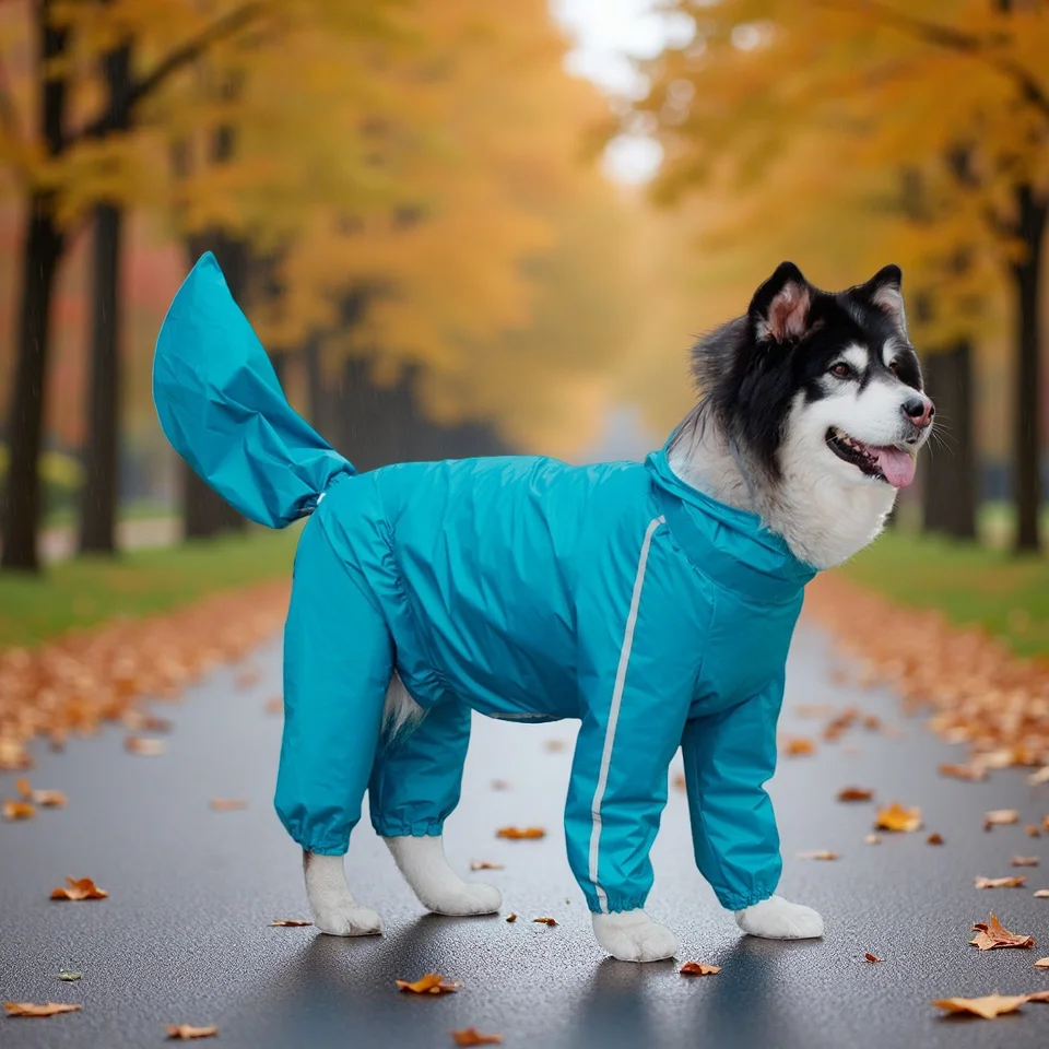大型犬用 防水雨衣【風防止・フルカバー・アウトドア用】（セットアップ対応）